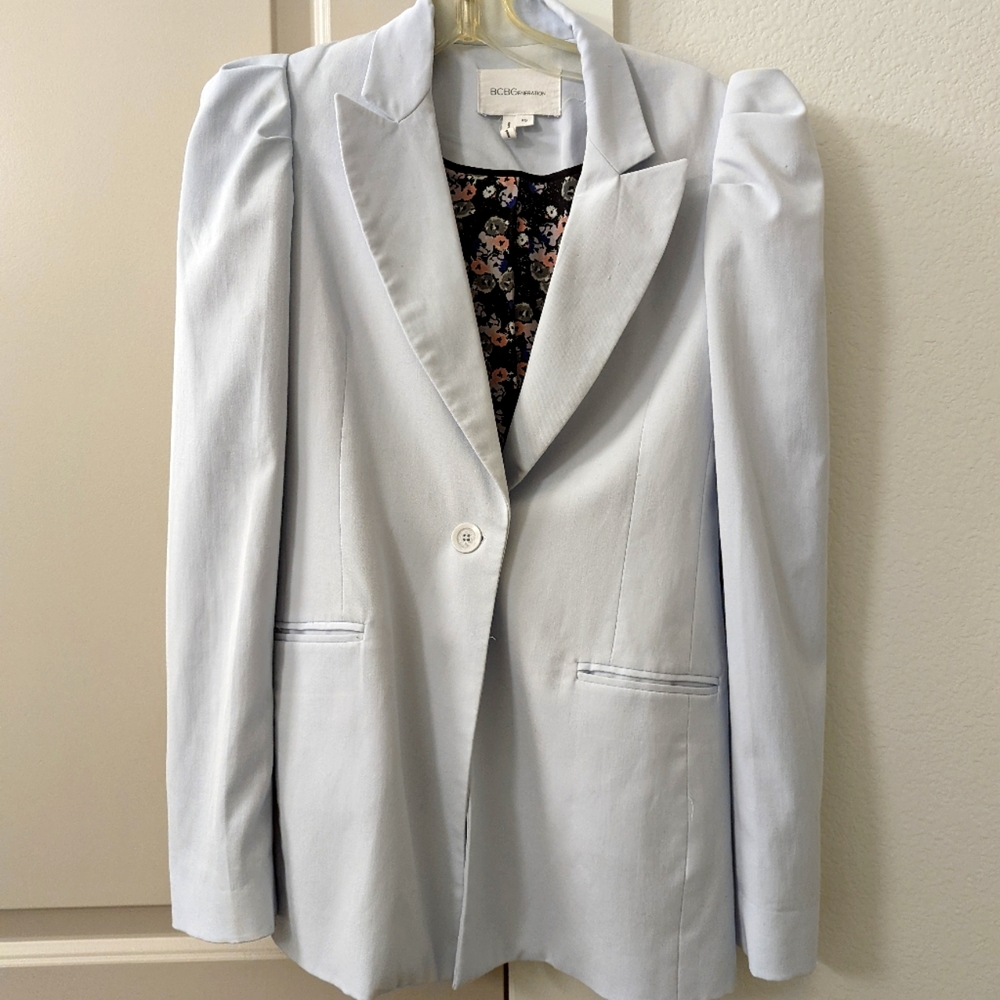 BBCBGeneration Blue Gray Puff Shoulder Blazer XS
